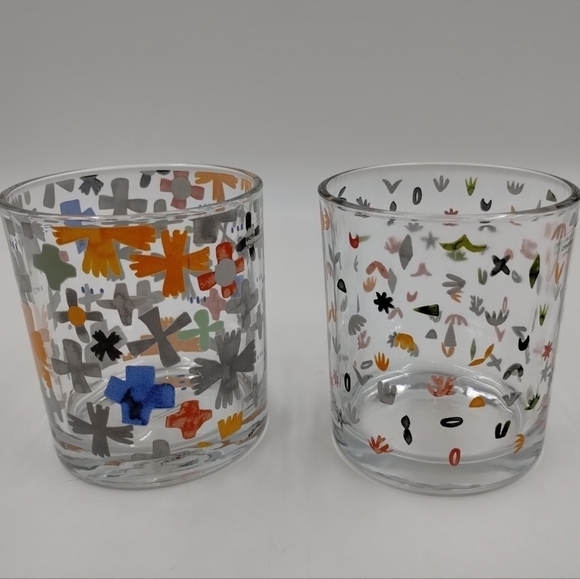 CREATIVE Co-Op Glass Votive Tealight Holder in Katie Vernon, Set of 2 Art Boho - Picture 8 of 9